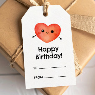 Glückliches Geburtstagsgeschenk-Tag mit süßem läch Geschenkanhänger