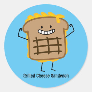 Glückliches gegrilltes Käse-Sandwich Runder Aufkleber