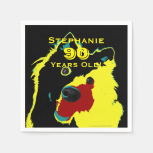 Glückliches gelber Hundepapierservietten-90. Serviette
