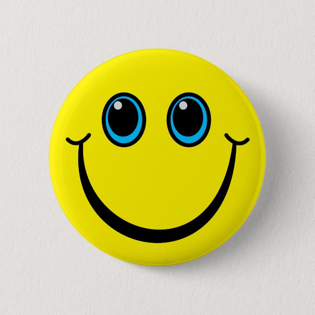 Glückliches gelbes Emoji stellen gegenüber Button (Vorderseite)