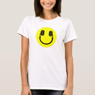 glückliches Gesicht DJ Kopfhörer EDM Musik T-Shirt