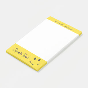 Glückliches Gesicht lächelnd Danke, dass Sie den Post-it Klebezettel