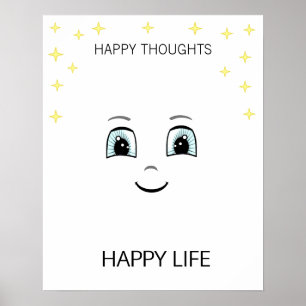 Glückliches Gesicht mit Sternen motivierend Poster