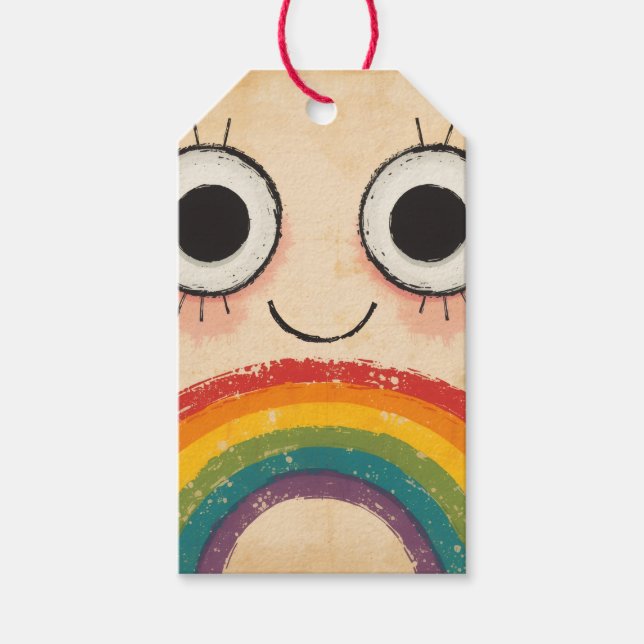GLÜCKLICHES GESICHT REGENBOGEN GESCHENKANHÄNGER (Vorderseite)