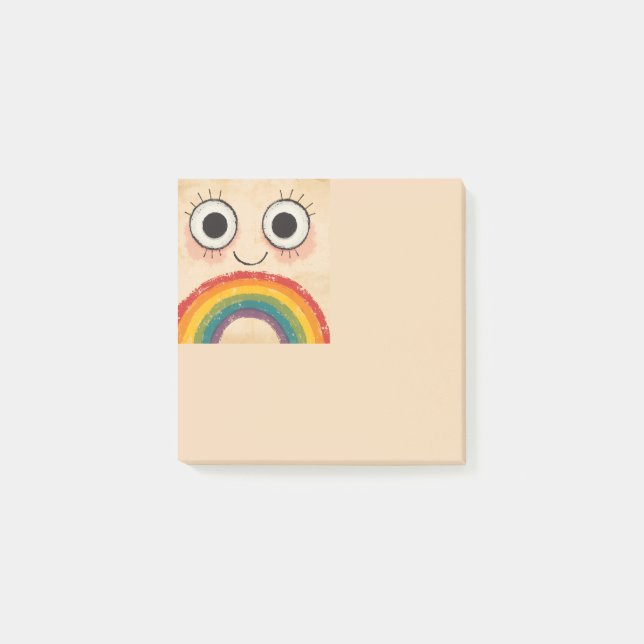 GLÜCKLICHES GESICHT REGENBOGEN POST-IT KLEBEZETTEL (Vorderseite)
