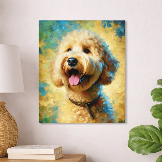 Glückliches Goldendoodle-Ölgemälde Kunst Poster (goldendoodle oil painting poster)