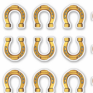 Glückliches goldenes Hufeisen-Set des viel Glück Aufkleber