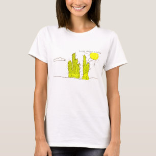 Glückliches goldenes Kaktus-Gekritzel-Funky T - T-Shirt