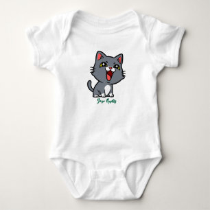 Glückliches graues Kätzchen Baby Strampler