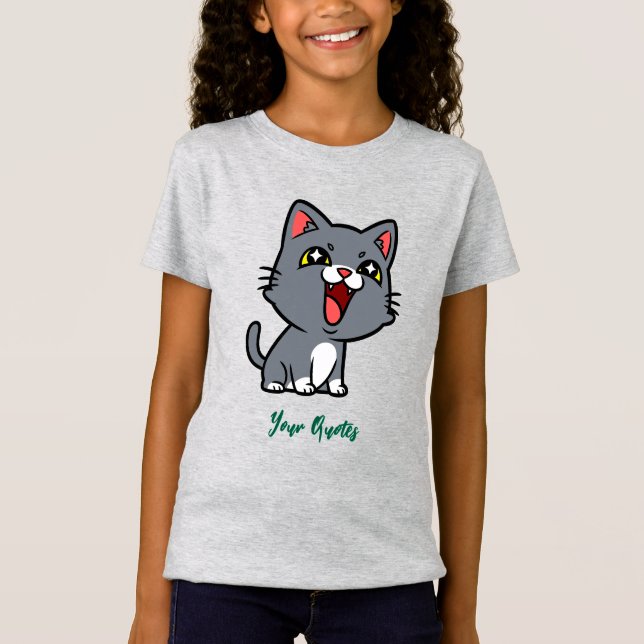 Glückliches graues Kätzchen T-Shirt (Vorderseite)