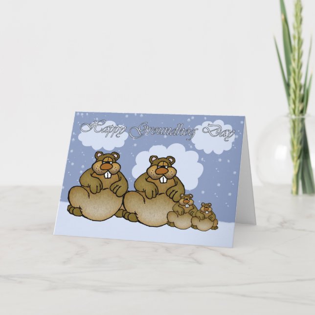 Glückliches Groundhog Day, Groundhog Familie Karte (Vorderseite)