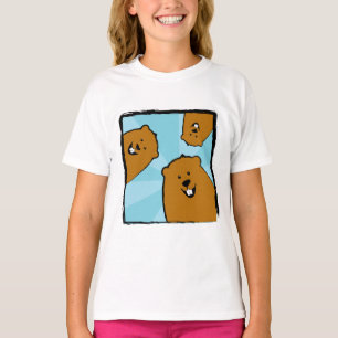 Glückliches Groundhogs mit Lächeln-T - Shirt