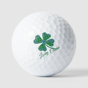 Glückliches Grün Kariert Kleeblatt Vier-Blatt-Klee Golfball