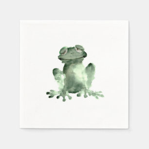 Glückliches grüner Frosch weißes decorativ Serviette
