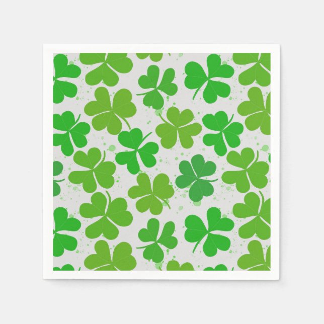 Glückliches grünes Kleeblatt St Patrick's Day Serviette (Vorderseite)