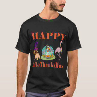 Glückliches HalloDankMas Mops Hexe Truthahn Pastet T-Shirt