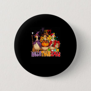 Glückliches Hallothanksgiving Gans Halloween Ernte Button