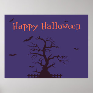 Glückliches Halloween Bats Poster - Spooky Wall Ar