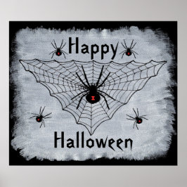 Glückliches Halloween Black Widow Spider Web Poste Poster