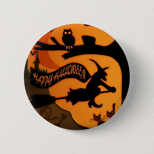 Glückliches Halloween Button (Vorderseite)