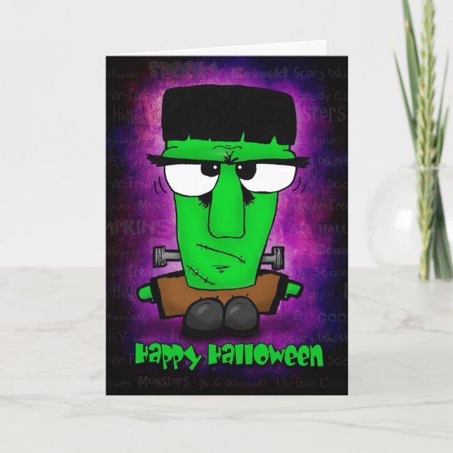 Glückliches Halloween Frankie Karte (Vorderseite)