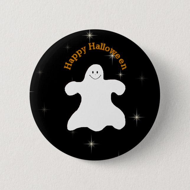 Glückliches Halloween-Geist-Button Button (Vorderseite)