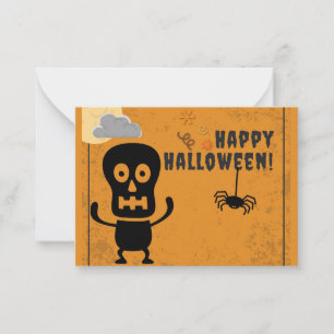 Glückliches Halloween Grusel-Skelett für Kinder Mitteilungskarte