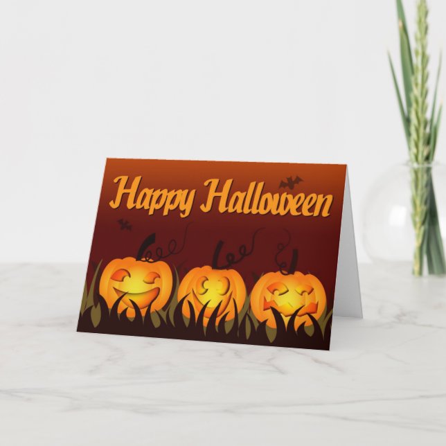 Glückliches Halloween - Kürbise Karte (Vorderseite)