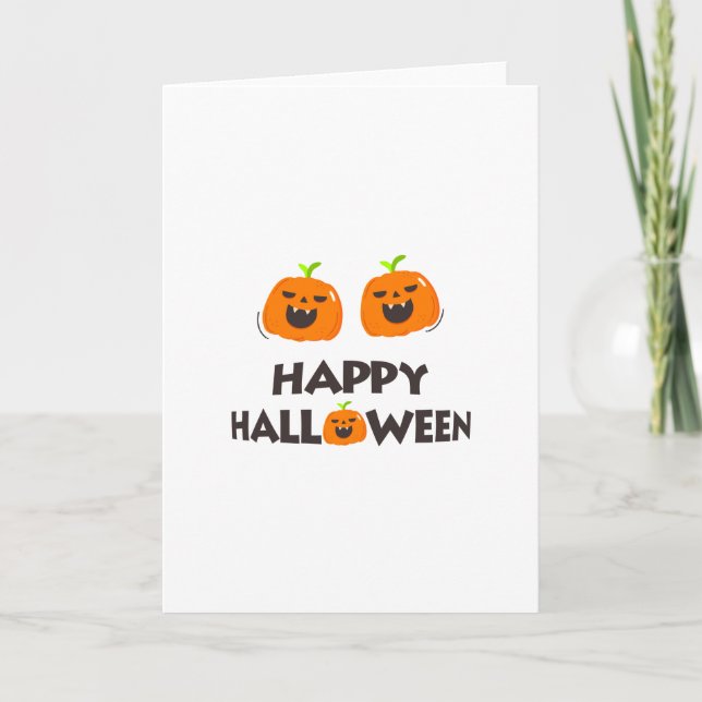 Glückliches Halloween mit 2 niedlichen lächelnden  Karte (Vorderseite)