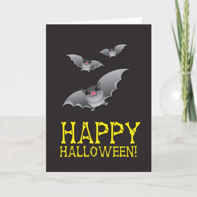 Glückliches Halloween mit niedlichem batty Karte (Vorderseite)