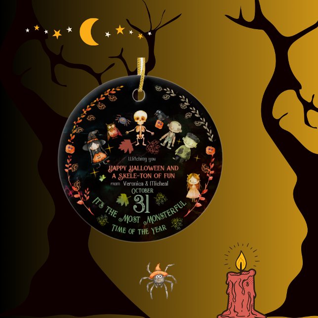 Glückliches Halloween-Niedliches Monster-Ornament Keramik Ornament (Happy Halloween Cute Monsters Ornament)