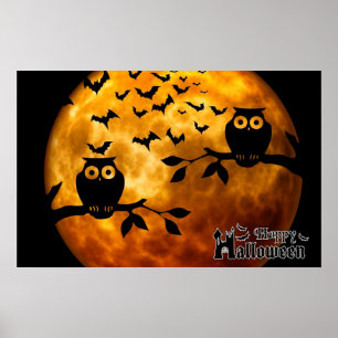 Glückliches Halloween-Poster und Fledermäuse Poster