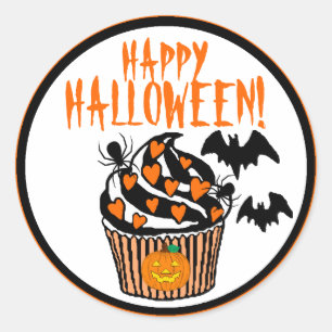 Glückliches Halloween schlägt kleinen Kuchen Runder Aufkleber