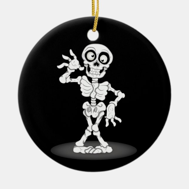 Glückliches Halloween-Skelett Keramikornament (Vorne)