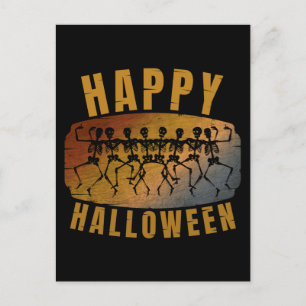 GLÜCKLICHES HALLOWEEN TANZENDES SKELETT POSTKARTE