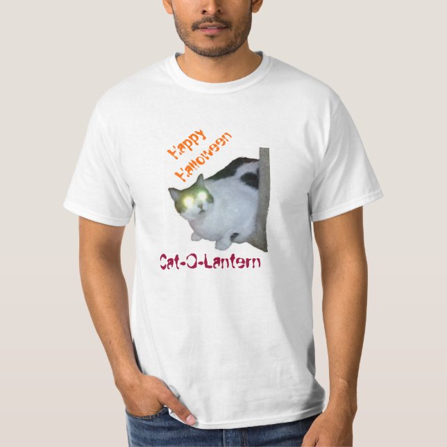 Glückliches Halloween von der Katze-O-Laterne T-Shirt (Vorderseite)