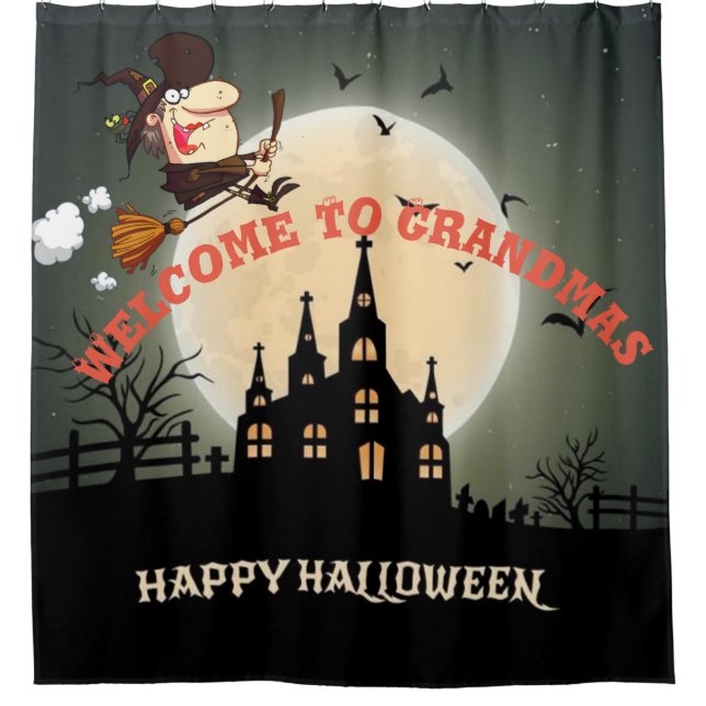 Glückliches Halloween Willkommen in Grandmas Duschvorhang (Vorderseite)