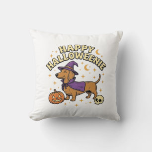 Glückliches Halloweenie Dachshund Hexe Hund T-Shir Kissen