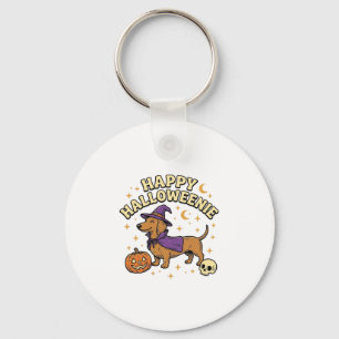 Glückliches Halloweenie-Dachshund-Hexen-Hund-T-Shi Schlüsselanhänger