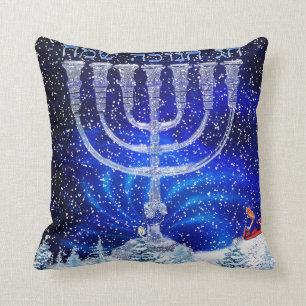 Glückliches Hannukah Schnee-Kissen Kissen