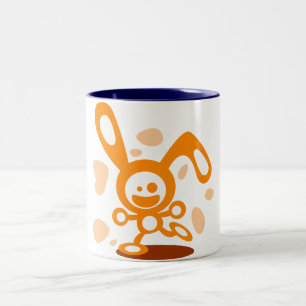 Glückliches Häschen (orange) Zweifarbige Tasse