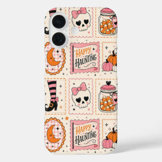Glückliches Heimsuchungs-Rosa-Totenkopf-Stempel-Et iPhone 16 Hülle