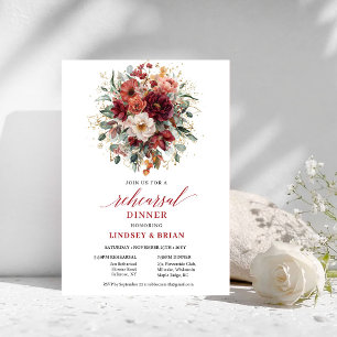 Glückliches Herbst-Marsala-Floral-Probedinner Einladung