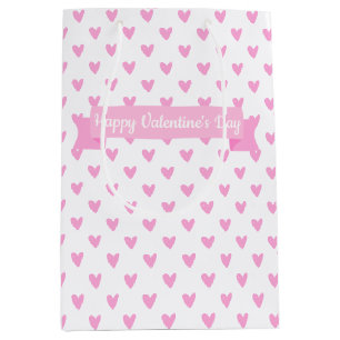 Glückliches Herz-Muster des Valentines niedliches Mittlere Geschenktüte