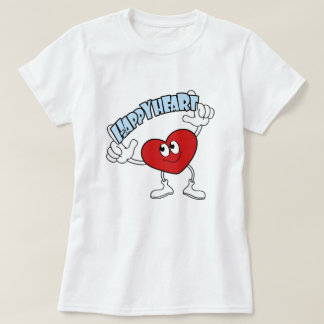Glückliches-Herz-T-Shirt – Süßes Cartoon-Liebesdes T-Shirt