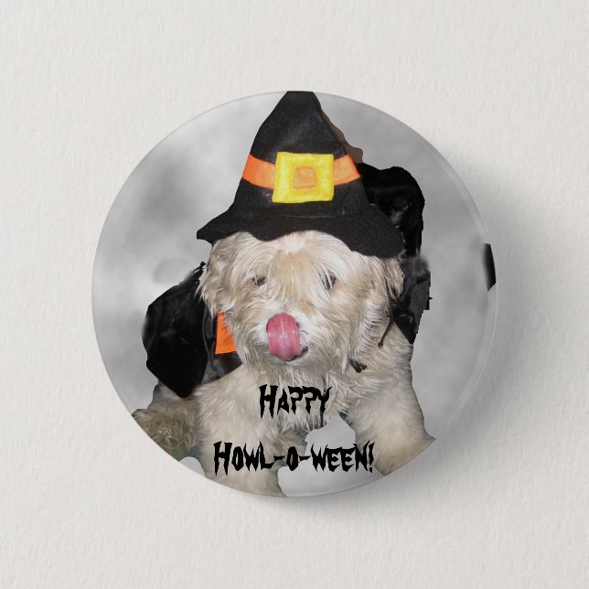 Glückliches Heulen-O-ween! Button (Vorderseite)