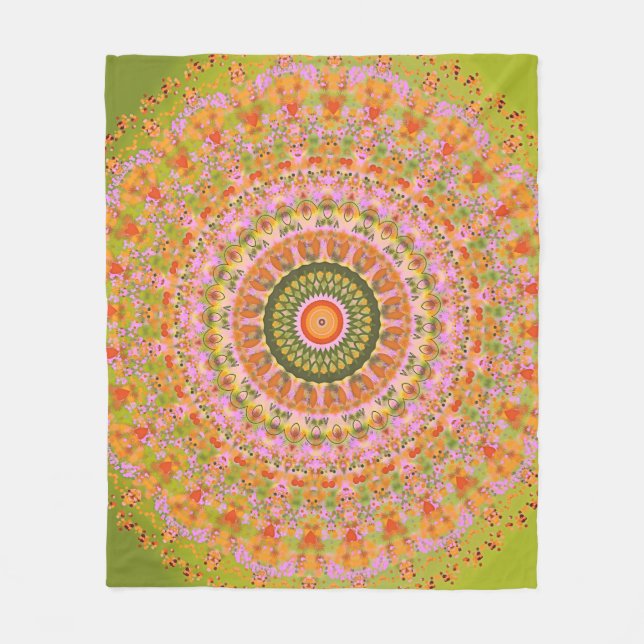 Glückliches Hippy-Mandala Fleecedecke (Vorderseite)
