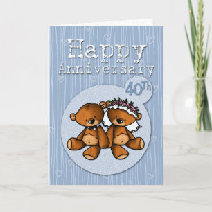 Glückliches Hochzeitspaar-Bären - 40 Jahre Karte