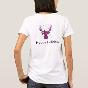 Glückliches-Holiday-Shirt-Rentier-Basic-T-Shirt, W T-Shirt