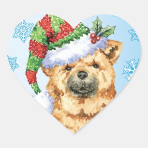 Glückliches Howliday Chow-Chow Herz-Aufkleber